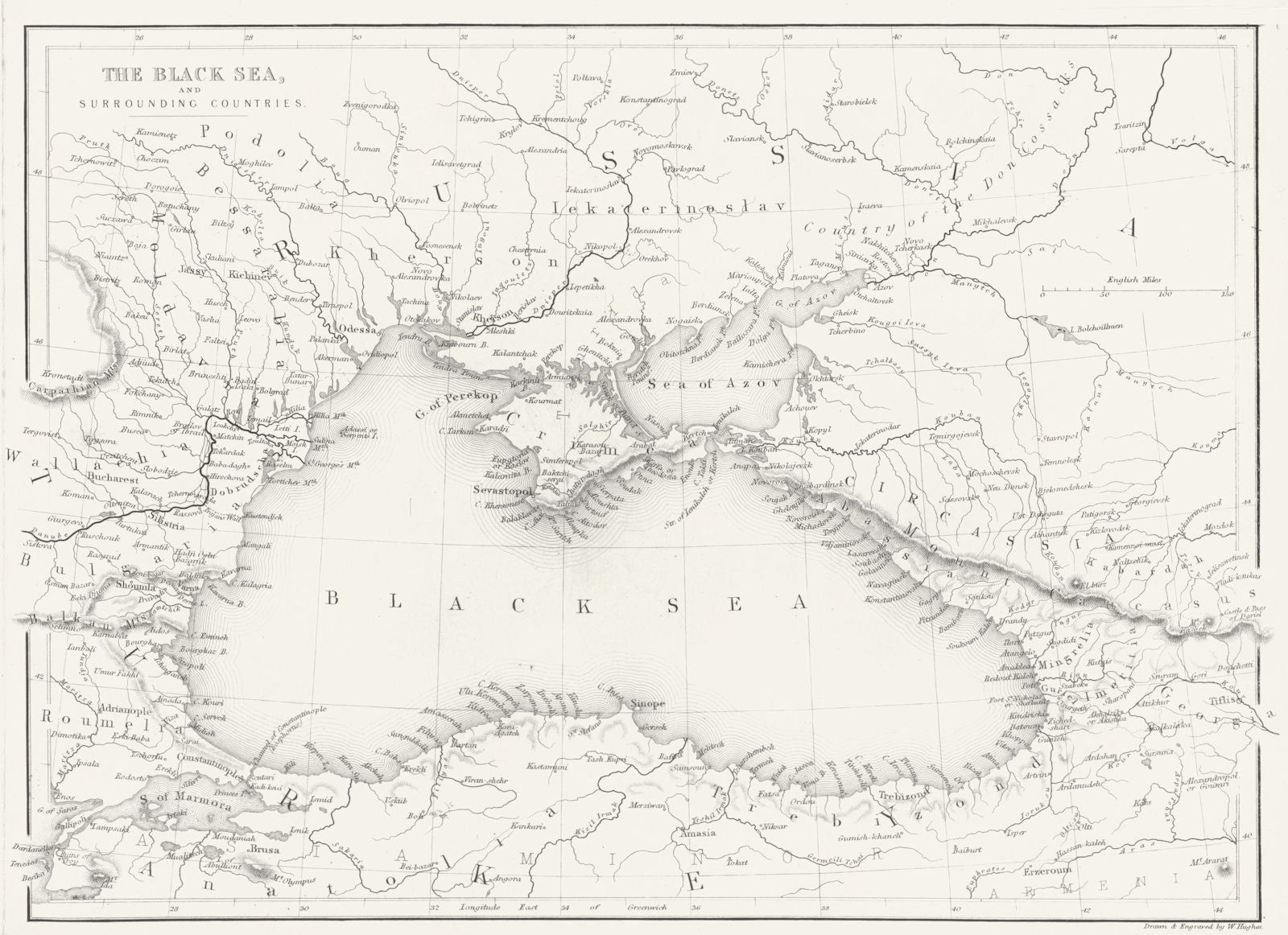 BLACK SEA. countries. BALKANS. Beattie map 'The 1840 old antique chart